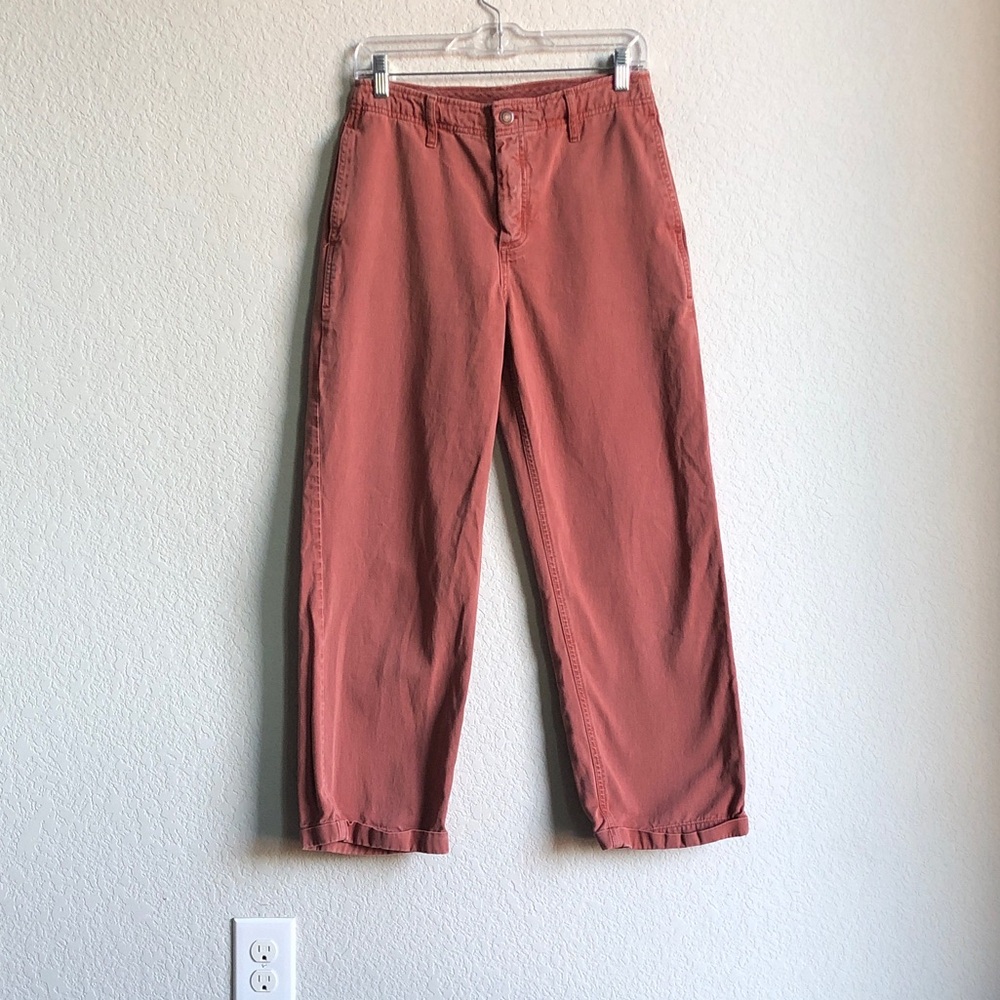 Free People Wide Leg Chino Style Pants Sunwashed Red 27 100% cotton OB1154372